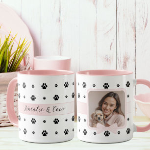 Hundepfoten-Rosé-Schleife Benutzerdefiniertes Foto Tasse