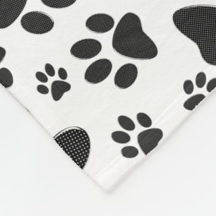 Hundepfoten Schwarz-Weiß Polka Punkt Fleecedecke