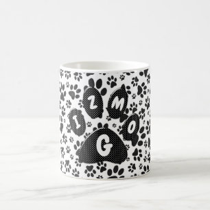 Hundepfoten Schwarz-Weiß-Polka-Punkte-Kaffeetasse Kaffeetasse