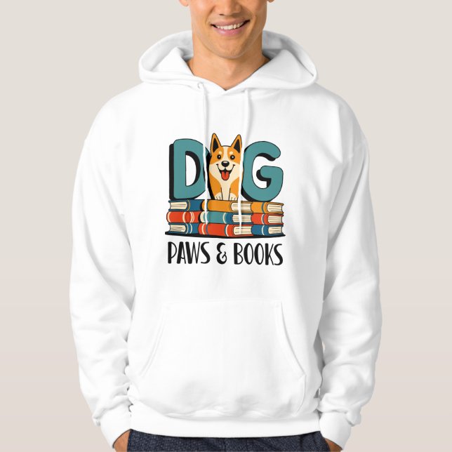 Hundepfoten und Bücher Design Hoodie (Vorderseite)