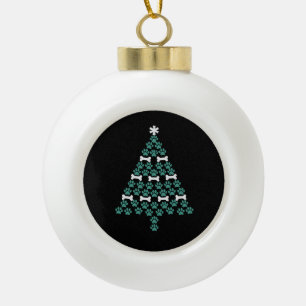 Hundepfoten-Weihnachtsbaum Süßes Weihnachtsgeschen Keramik Kugel-Ornament