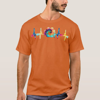 Hundepfotenabdruck Herzschlag Bunt Tie Dye Retro F T-Shirt