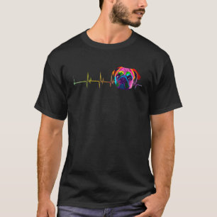 Hundepfotenabdruck Herzschlag Mops Pfotenabdruck T-Shirt