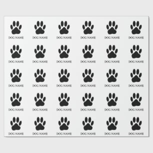 Hundepfotenabdruck Schwarz-Weiß-Version editierbar Geschenkpapier