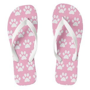 Hundepfotenabdrücke Süßes Muster Rosa Sommer Stran Flip Flops