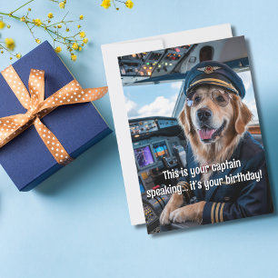 Hundepilot & Flugzeug Foto Lustiger Aviation Gebur Karte