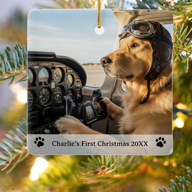 Hundepiloten Foto Erster Weihnachtsname Jahr Aviat Keramikornament (Von Creator hochgeladen)