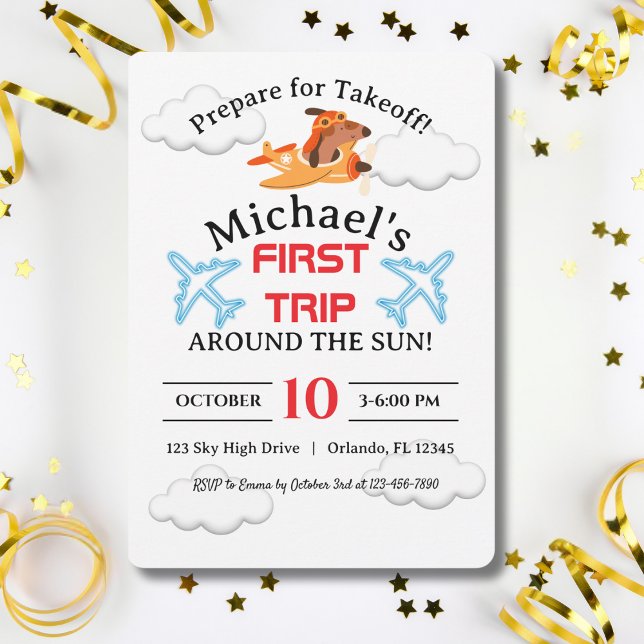 Hundepilotin Flugflugzeug, Niedlicher Fun-Kinderge Einladung (Von Creator hochgeladen)