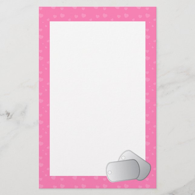 Hundeplakette-Liebe (Rosa) Briefpapier (Vorderseite)