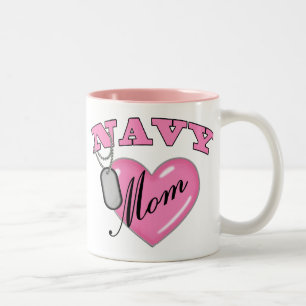 Hundeplaketten des Marine-Mama-Rosa-Herz-N Zweifarbige Tasse