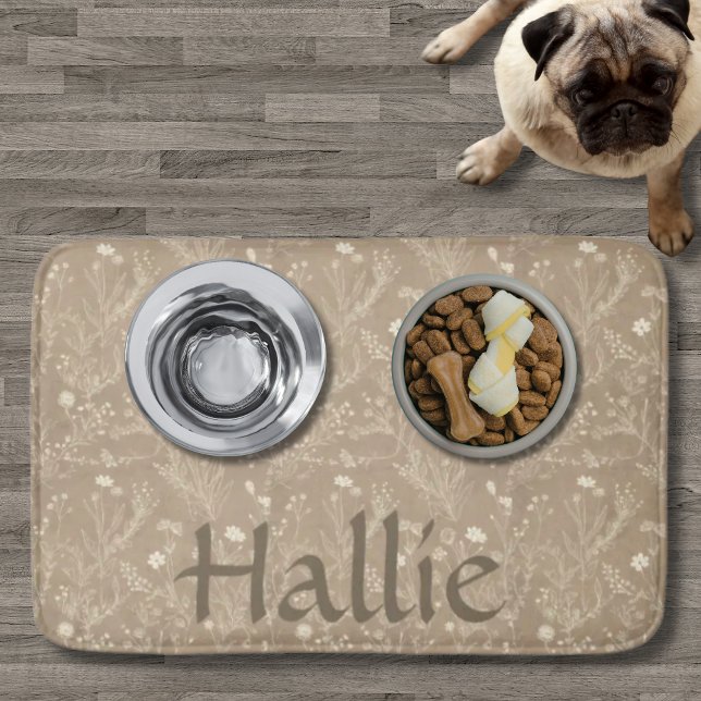 Hundeplatzmatte - Braune Botanik, Personalisiert Badematte (Personalized Brown Botanical Pet Placemat Bath Mat)