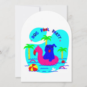 Hundepool Party Palmen Flamingo Sommerspass Einladung