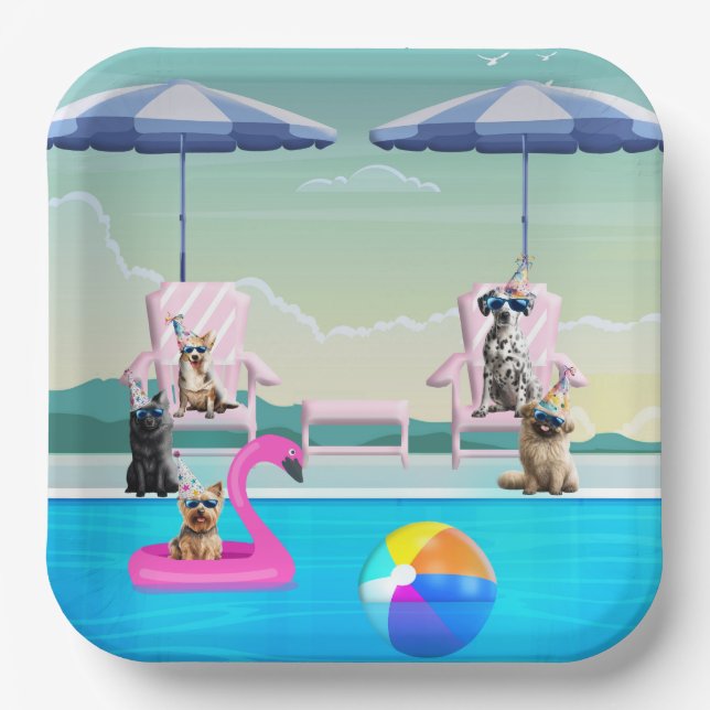 Hundepool-Party Pappteller (Vorderseite)