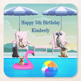 Hundepool-Party Rechteckiger Pappuntersetzer