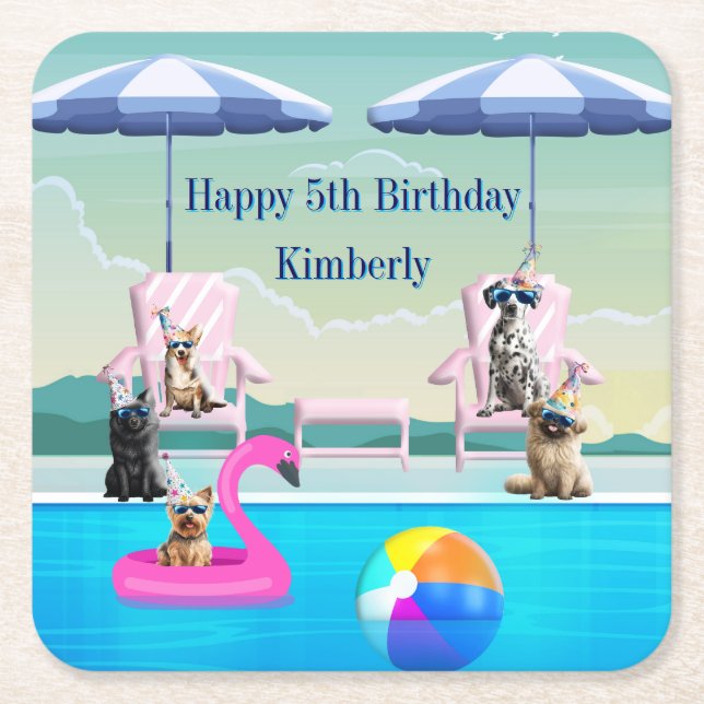 Hundepool-Party Rechteckiger Pappuntersetzer (Vorderseite)