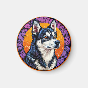 Hundeportrait mit mosaik Inspiriert Hintergrund Magnet