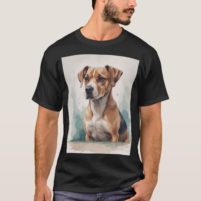 Hundeporträt Aquarell T-Shirt (Vorderseite)