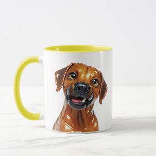 Hundeporträt Glänzende Keramik Welpe Warmbraun Hau Tasse