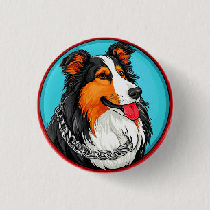 Hundeporträt im ornamentalen, künstlerischen Stil Button