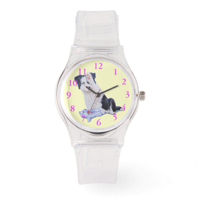 Hundeporträtmalerei auf niedliche Granzwolle Armbanduhr (Vorderseite)