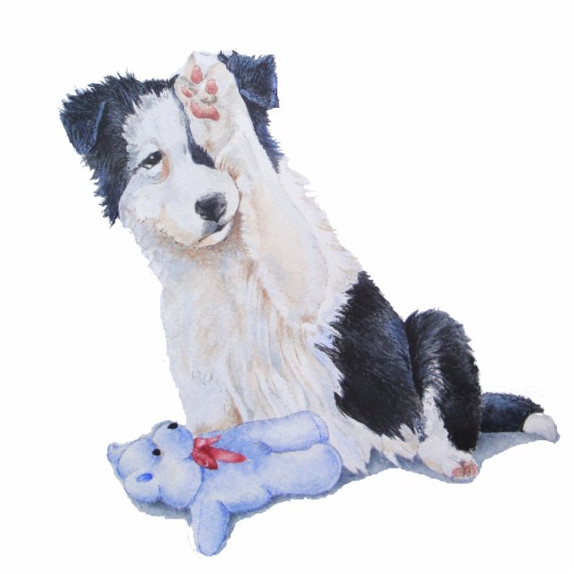 Hundeporträtmalerei auf niedliche Granzwolle Fotoskulptur Magnet (Vorne)