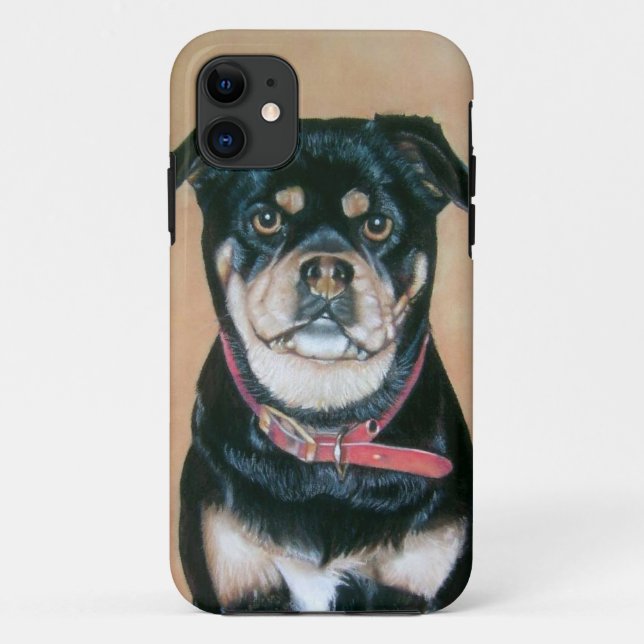 Hundeporträtmalerei auf Schwarz-Bein-Mops Case-Mate iPhone Hülle (Rückseite)