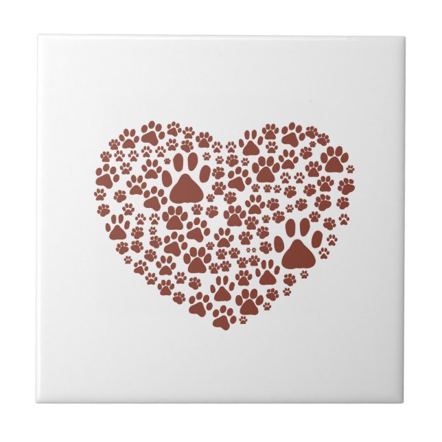 Hundepuhen, Welpenpfoten, Tierpaws, Herz, Haustier Fliese (Vorderseite)