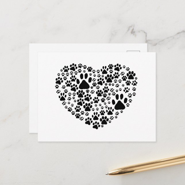 Hundepuhen, Welpenpfoten, Tierpaws, Herz, Haustier Postkarte (Vorderseite/Rückseite Beispiel)