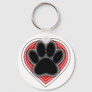 Hundepuppe im roten Herzen mit Konturen Schlüsselanhänger