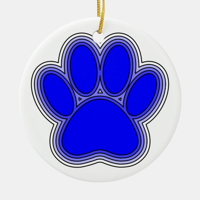 Hundepuppe in blau mit Konturen Keramikornament (Vorne)