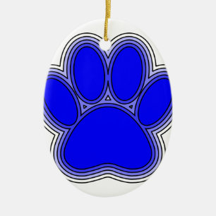 Hundepuppe in blau mit Konturen Keramikornament