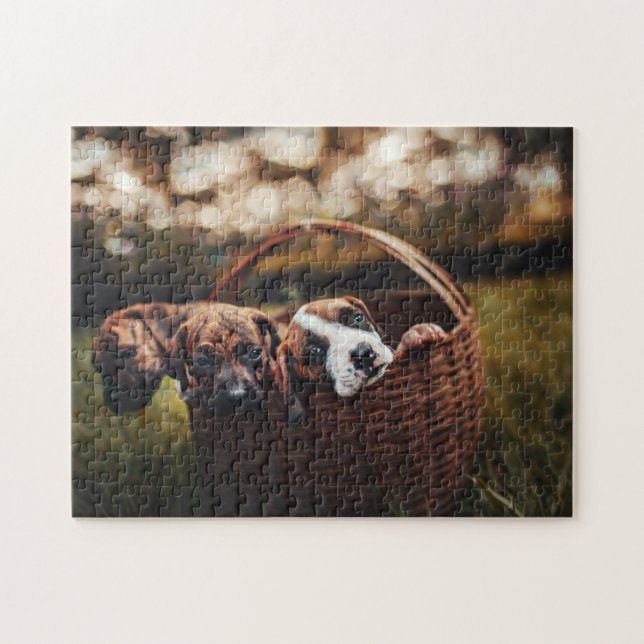 Hundepuzzles Tierbild Niedliche, schlaue Welpenfot Puzzle (Horizontal)