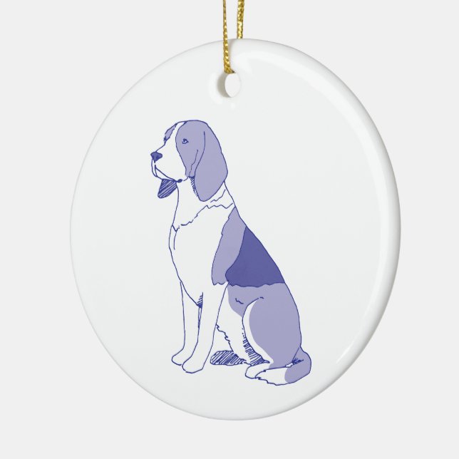 Hunderasse Beagel sitzend Keramik Ornament (Links)