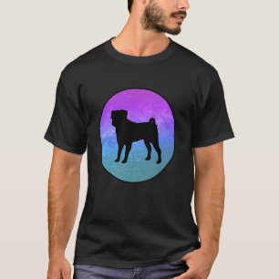 Hunderasse Hund Mops Silhouette Weltraumgalaxie T-Shirt