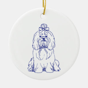 Hunderasse Shih Tzu Keramik Ornament
