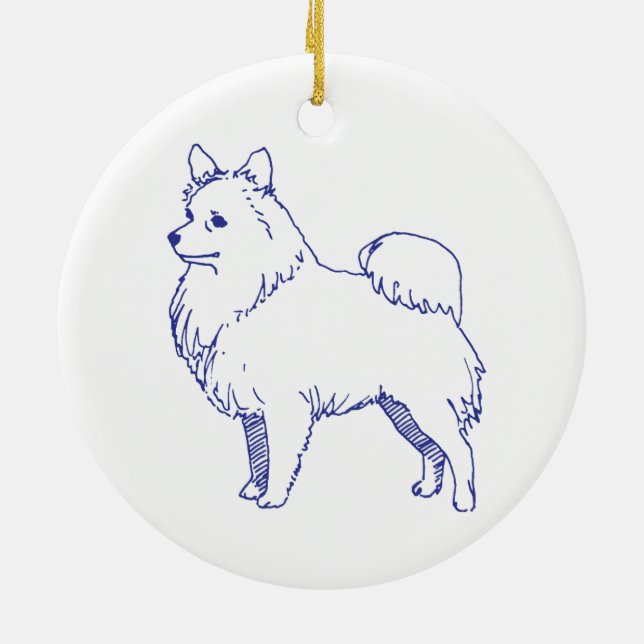 Hunderasse Spitz Keramik Ornament (Hinten)
