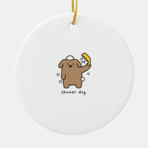 Hunderdusche Brauner Pudel Badezeit Kawaii Keramik Ornament