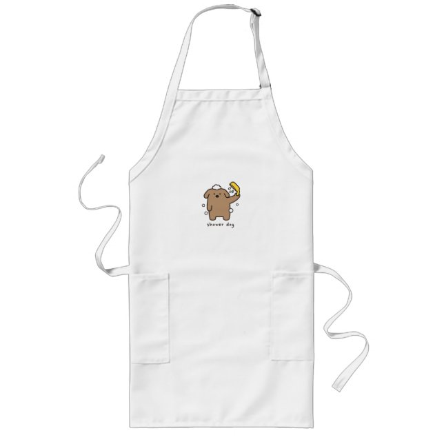 Hunderdusche Brauner Pudel Badezeit Kawaii Lange Schürze (Vorne)