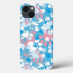 Hunderosa und blaues Tarnungs-Muster Case-Mate iPhone Hülle