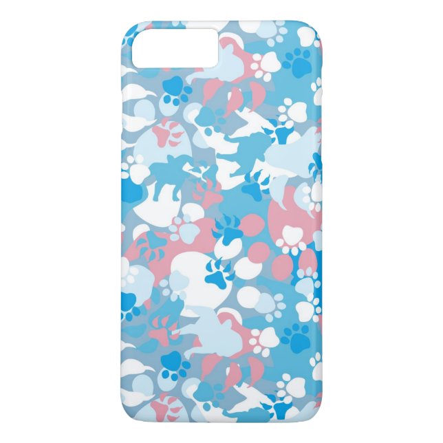Hunderosa und blaues Tarnungs-Muster Case-Mate iPhone Hülle (Rückseite)