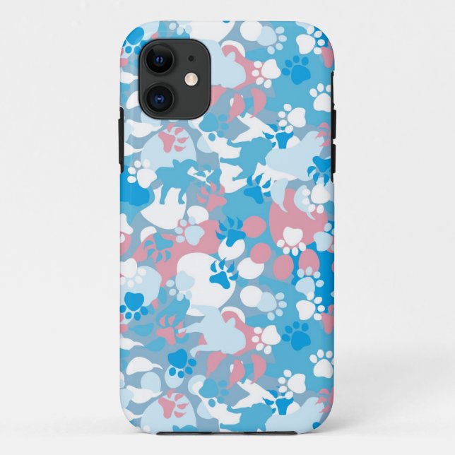 Hunderosa und blaues Tarnungs-Muster Case-Mate iPhone Hülle (Rückseite)