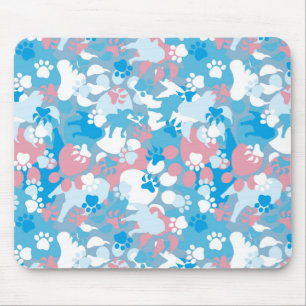 Hunderosa und blaues Tarnungs-Muster Mousepad
