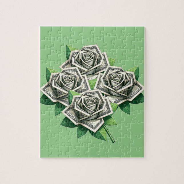 Hundert Dollar Rechnungen Origami Rose Geld Kunst Puzzle (Vertikal)