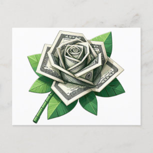 Hundertdollarnoten Origami Rose Art Postkarte