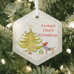 Hundes erstes Weihnachtsglas-Ornament Ornament Aus Glas