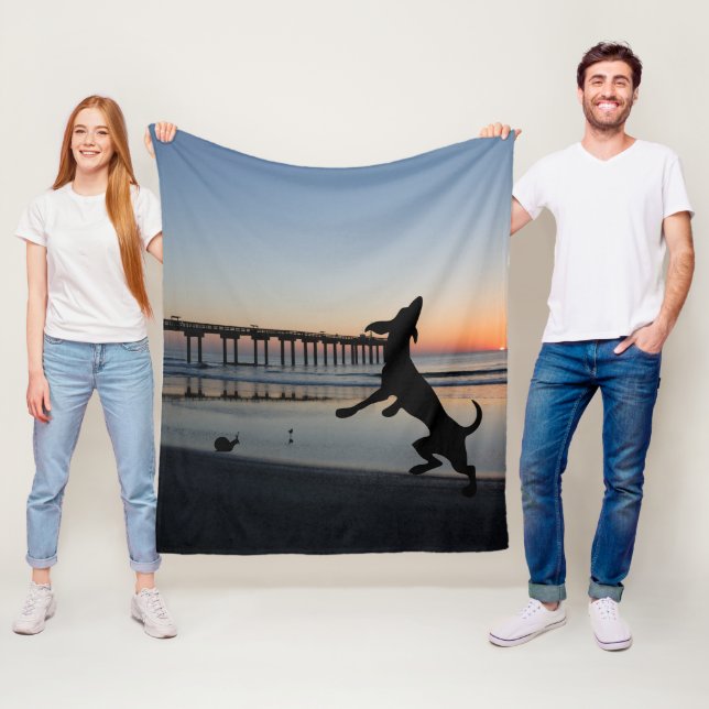 Hundesandstrand Szene Fleecedecke (Beispiel)
