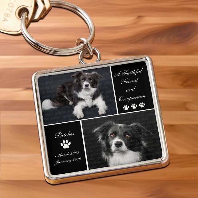 Hundeschablone für Hunde - Vorlagenvorlage Schlüsselanhänger (Pet Memorial Dog Photo Template Tribute Keychain with 2 photo slots)