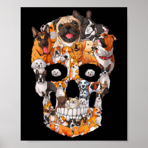 Hundeschädel Hundepfote Liebhaber Halloween Hund S Poster