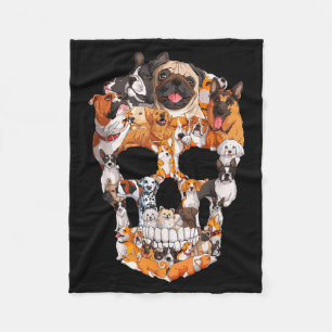 Hundeschädel Hundepfotenliebhaber Halloween-Kostüm Fleecedecke