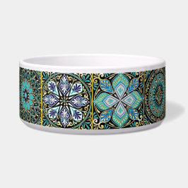 Hundeschild mit blauen grünen Tile Fütternd Kerami Napf